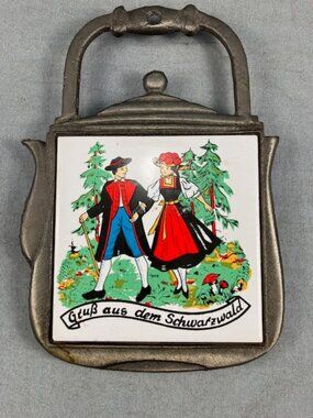Vtg Trivet Tile Germany Greetings from the Black Forest Grus aus dem Schwarzwald